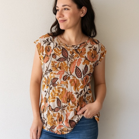 Rachel Zoe Linen Floral Print Sleeveless Top S - Picture 1 of 8